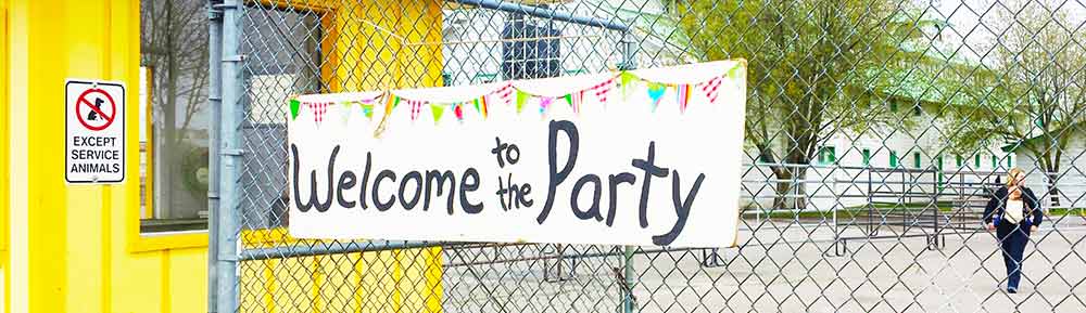 "Welcome to the Party" sign at the Missoula Vintage Market