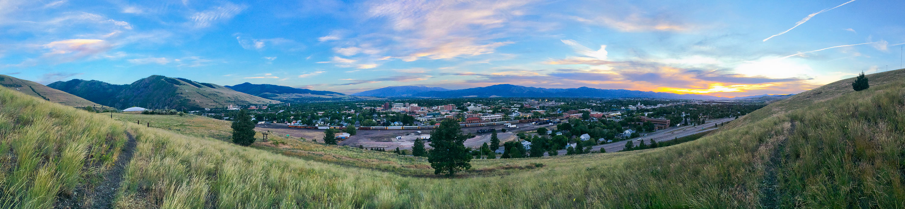 Summer sunset over Waterworks Hill in Missoula